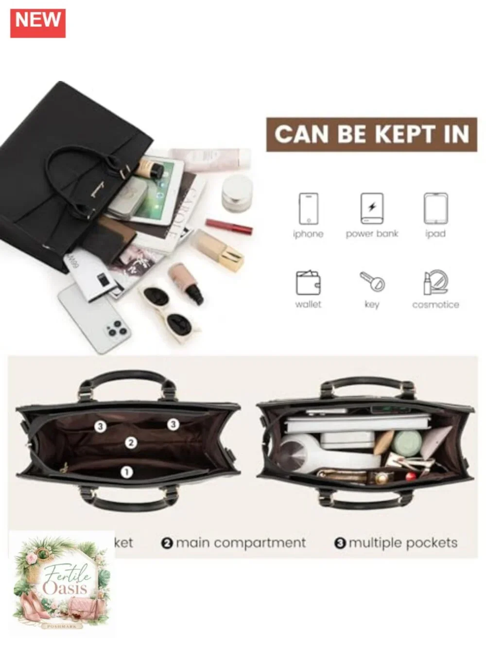 PU Leather Satchel Tote Bag Woman Crossbody Shoulder Purse with Zipper